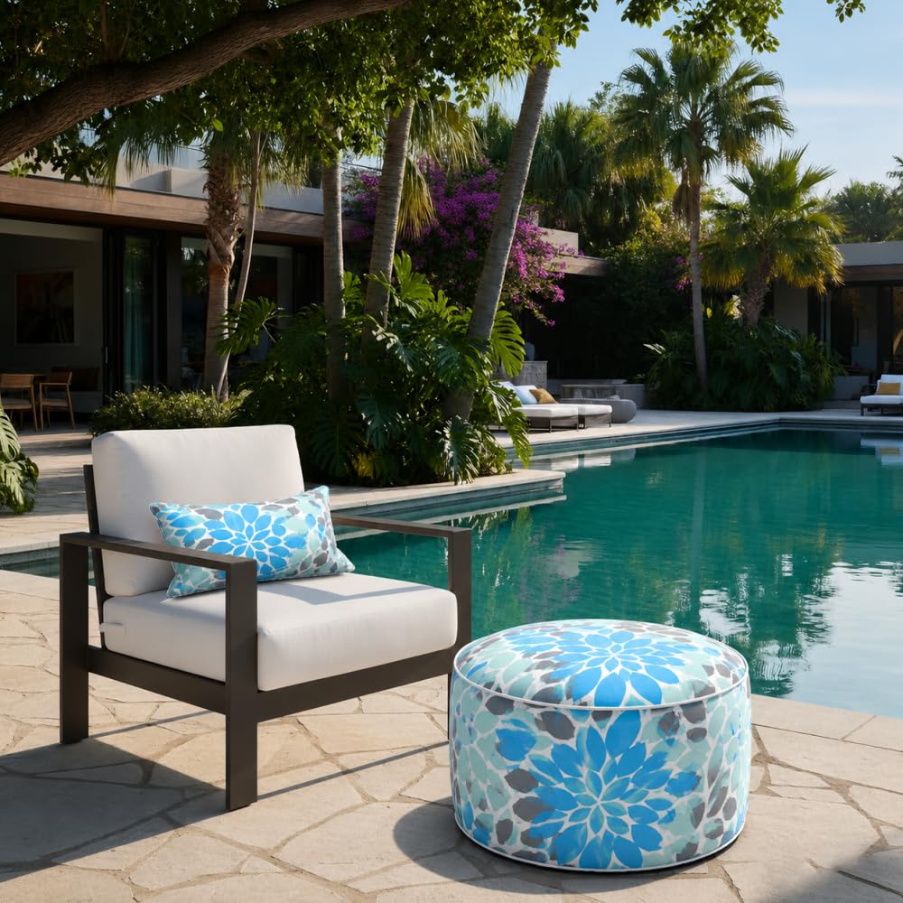 Inflatable Outdoor Ottoman 2 Pack Teal Grey Q52143