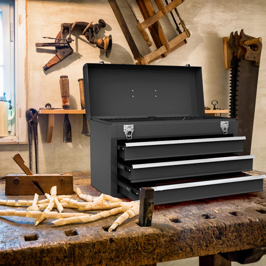 Portable Metal 3 Drawer Lockable Tool Box X18796