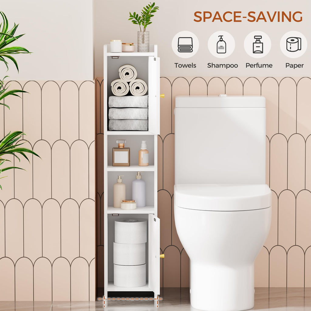 Slim Bathroom Storage Cabinet with 2 Doors and Adjustable Shelf V905