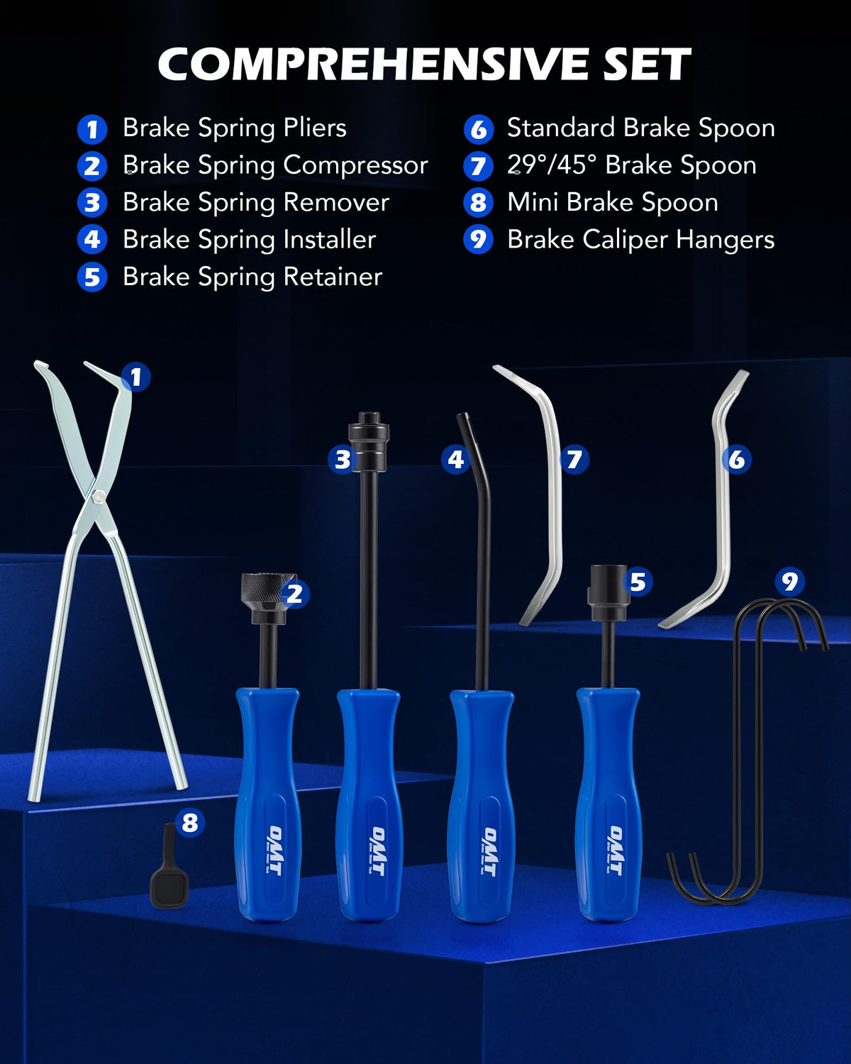 10pc Drum Brake Tool Kit with Spring Pliers and Adjusting Spoons Set V773149