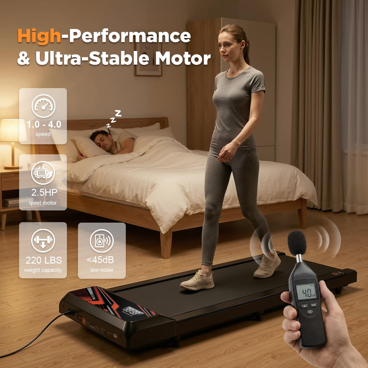 2.5HP Portable Compact Treadmill with Incline and Remote U42630