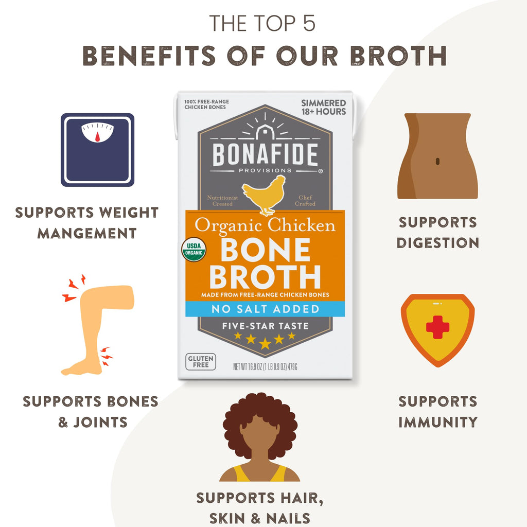 Organic Chicken Bone Broth No Salt Added 16.9oz 6 Pack R582128