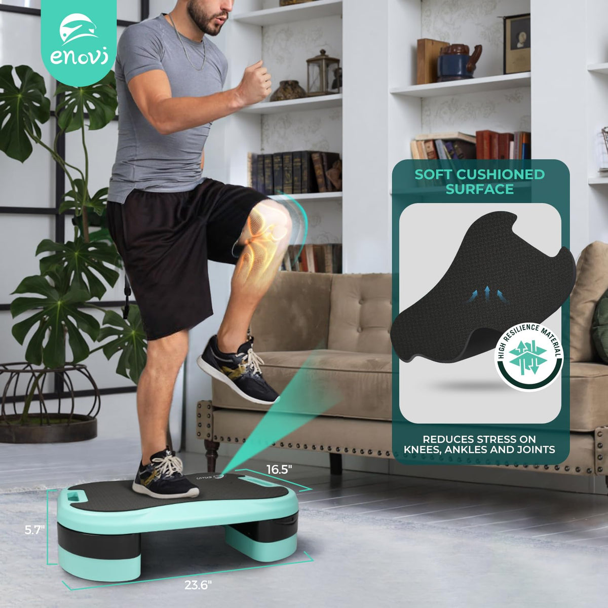 Exercise Step Platform with Cushion and 2 Adjustable Height Risers E985