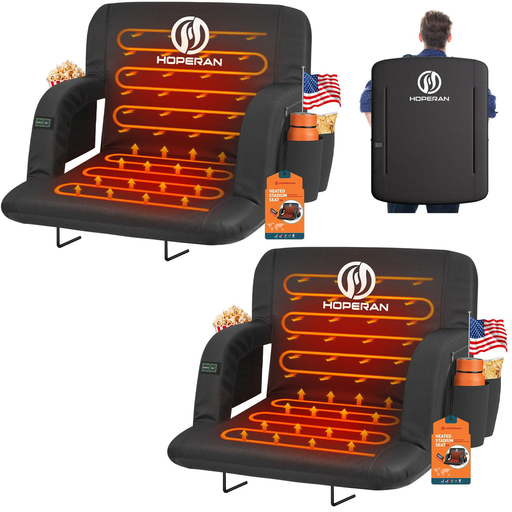Black Heated Stadium Seats for Bleachers, 2 PCS B704