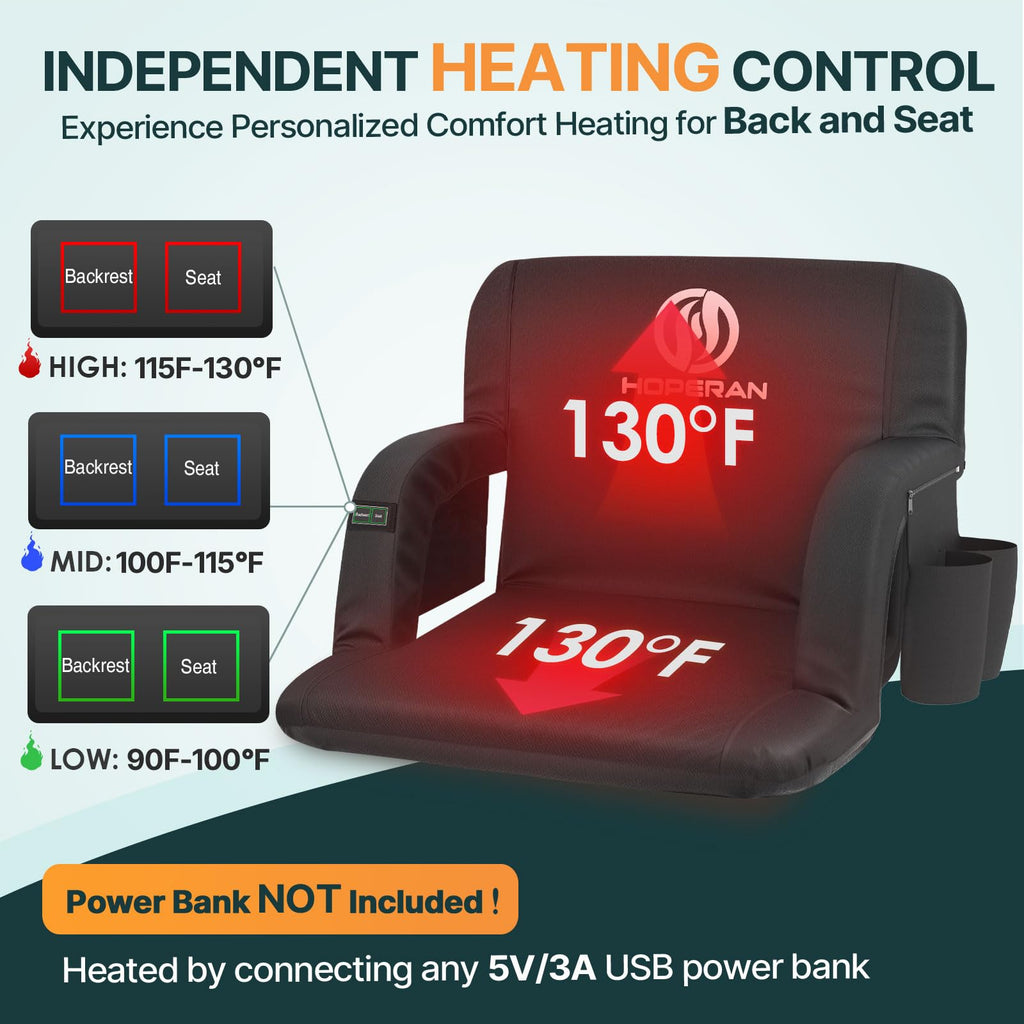 Black Heated Stadium Seats for Bleachers, 2 PCS B704