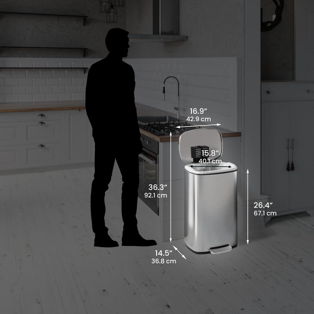 13.2 Gallon Stainless Steel Step Trash Can with Lid M712960
