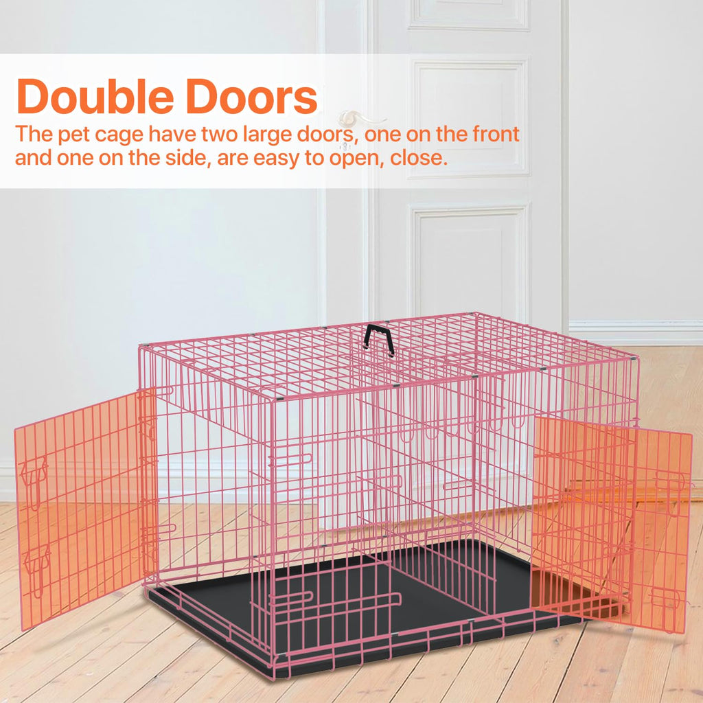 Folding Metal Dog Crate with Tray & Divider E67073