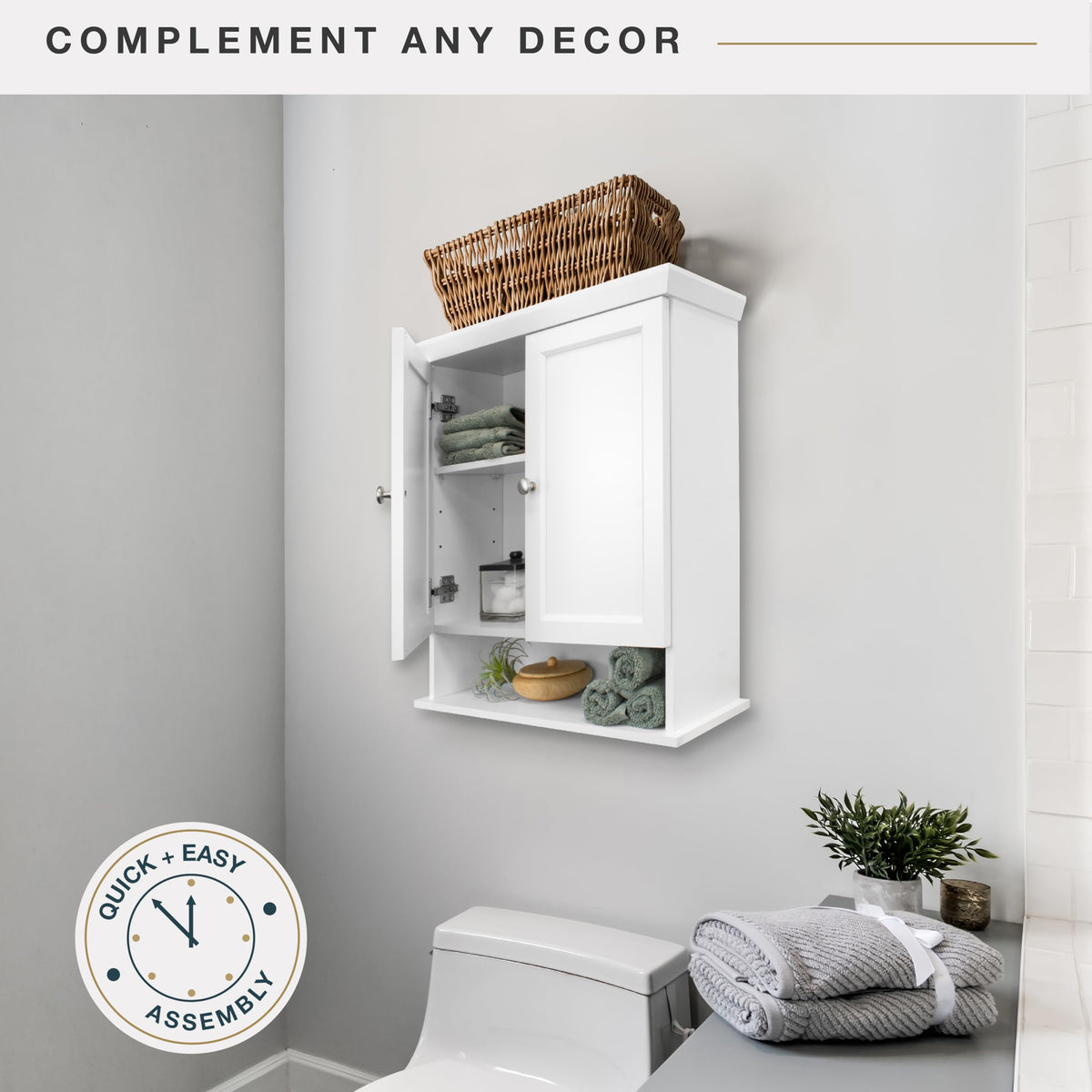 White Wall Mounted Medicine Cabinet Organizer K829