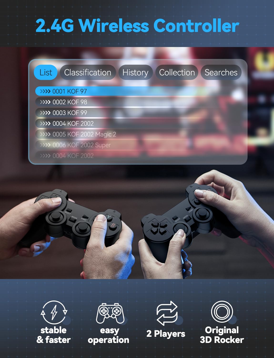 4K HDMI-Compatible Retro Gaming Console with 2.4G Wireless Controllers J371