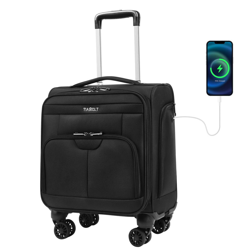 16 Inch Underseat Carry on Luggage with Wheels Black F3587