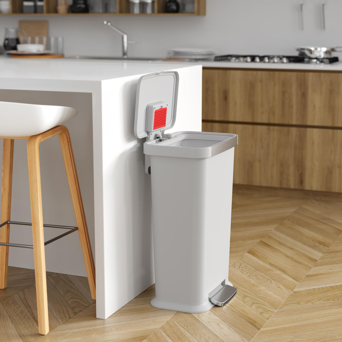 13.2 Gal Step Pedal Kitchen Trash Can with Odor Filter W69304