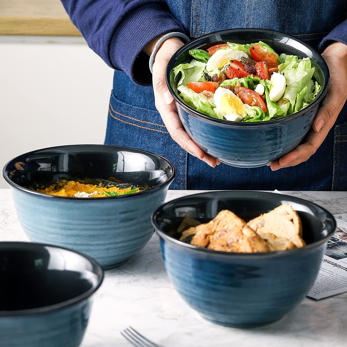 40 Ounce 7 Inch Ceramic Soup Bowls Set of 4 A377252
