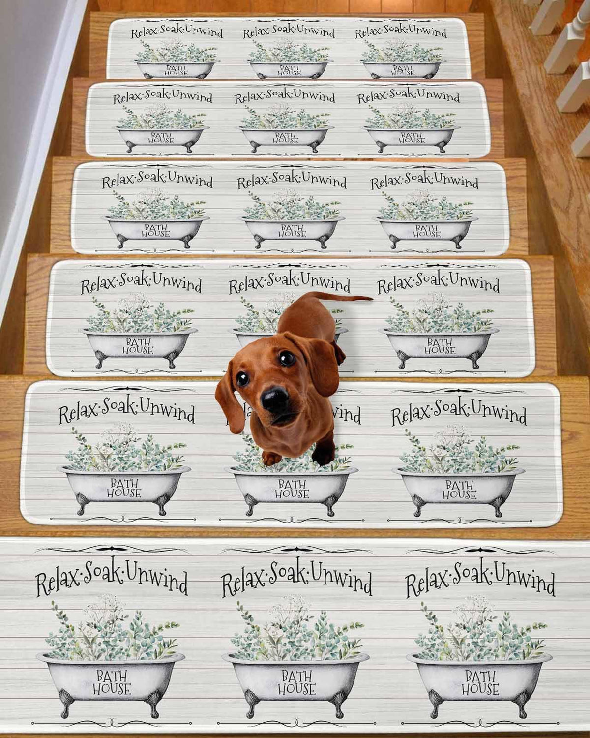 Eucalyptus Leaves 15 Pack Non Slip Stair Treads 8x30 inch A593233