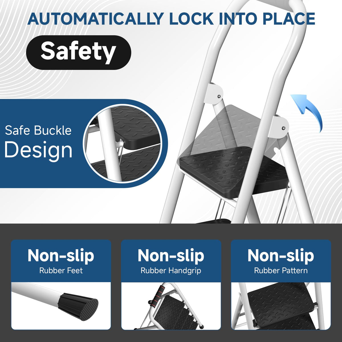 4 Step Ladder Folding Step Stool with Handrail 800lb White T266