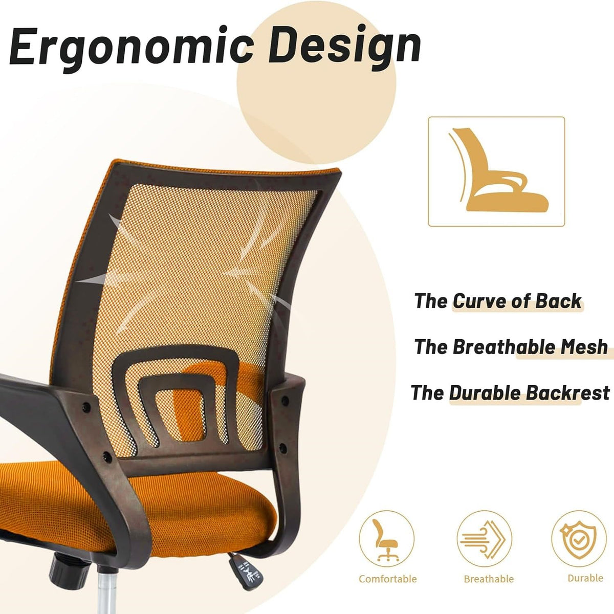 Orange Ergonomic Mesh Office Chair with Lumbar Support U19959
