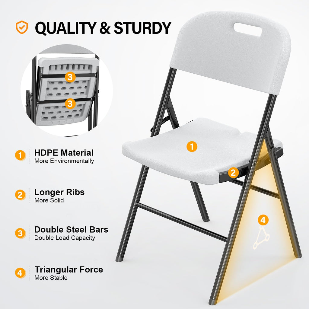 White 10 Pack HDPE Folding Chairs with Steel Frame R571236
