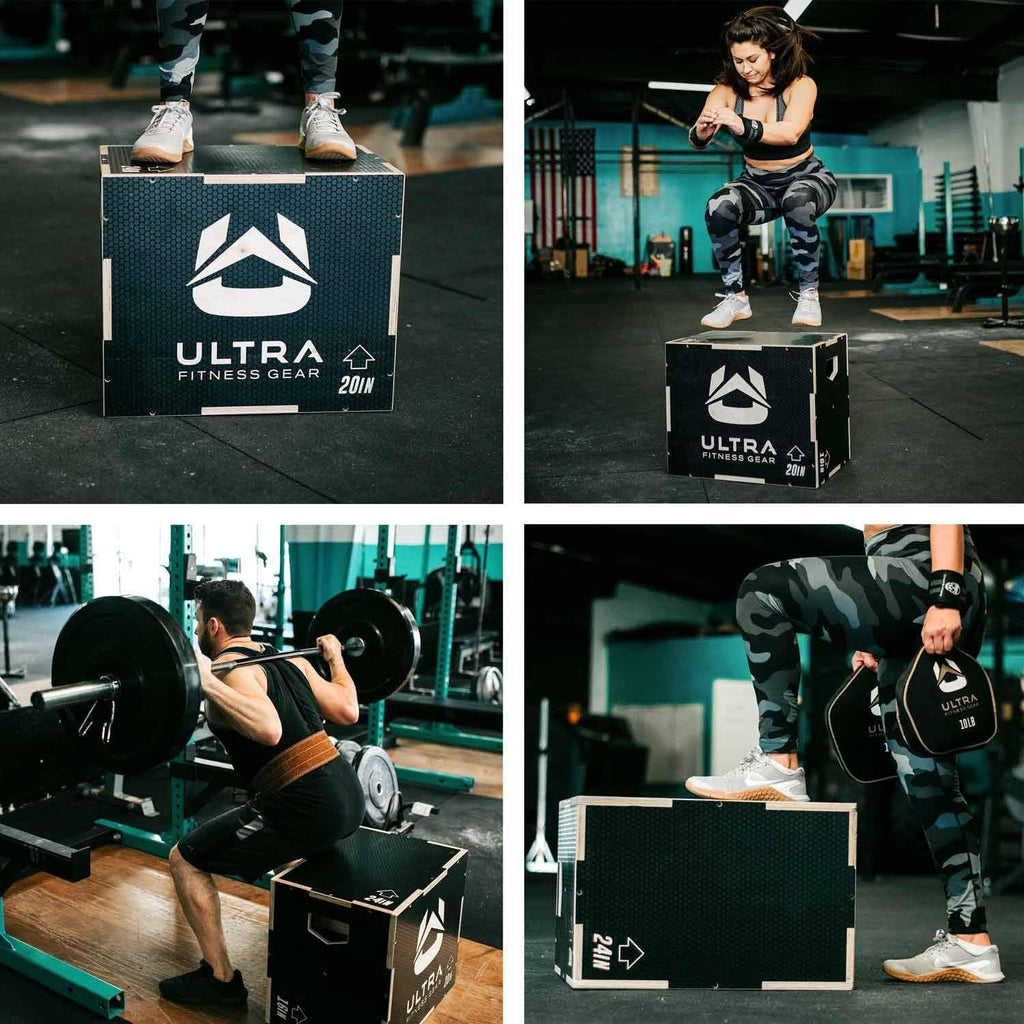 Wooden Plyo Box, 16/14/12 Anti-Slip O653078