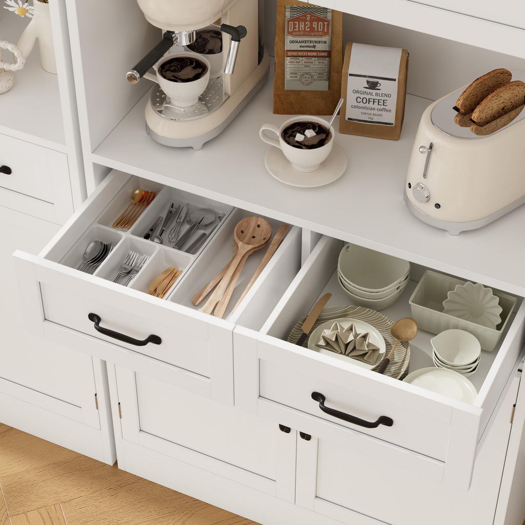 White Tall Wood Kitchen Pantry Storage Cabinet A691