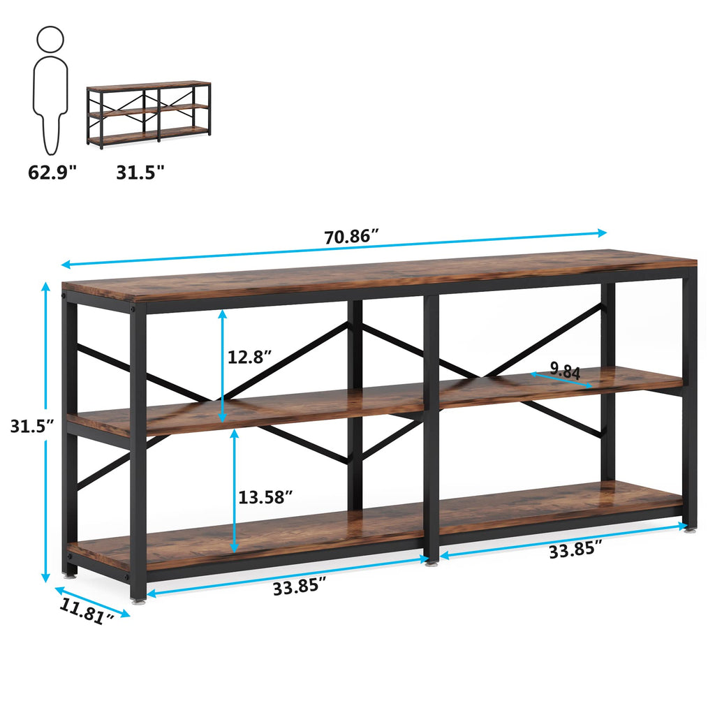 70.9 Inch 3-Tier Console Table with Storage Shelves N597
