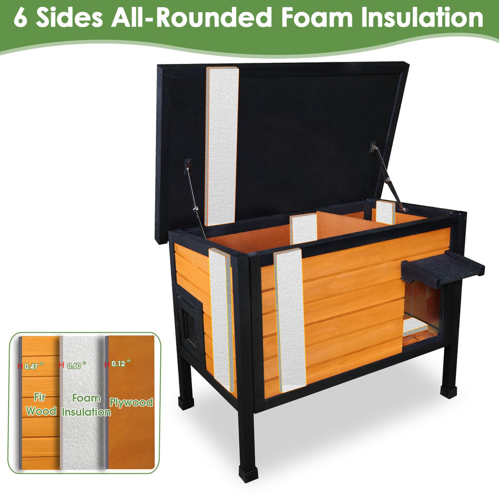 Outdoor Insulated Wooden Cat House J80082