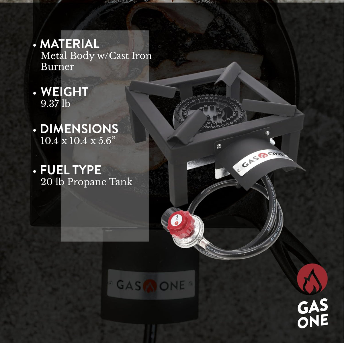 High Pressure Single Propane Burner with Heat Shield P46669