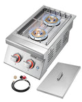 Double Side Burners, 2 x 17,000BTU Liquid Propane, Convertible to Natural Gas, 304 Stainless Steel Built-in U8566