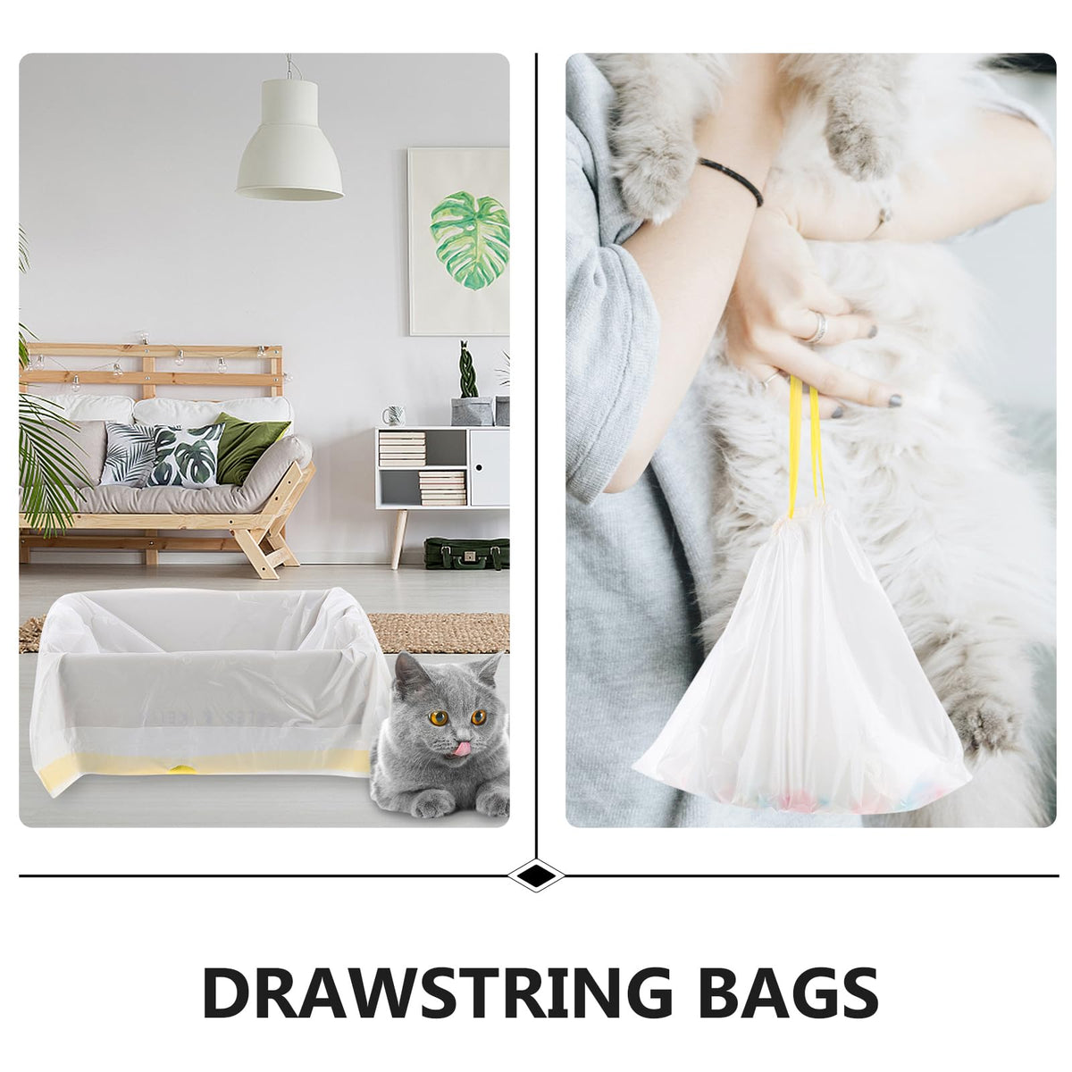 Disposable Drawstring Waterproof Cat Litter Bags G3621