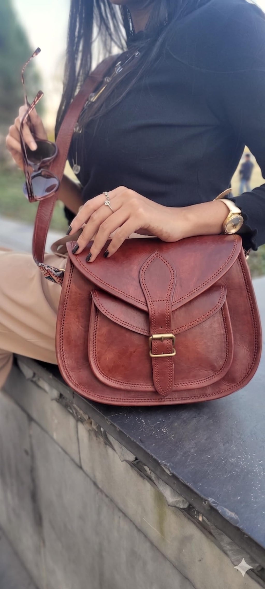 Genuine Leather Crossbody Satchel Bag Q453