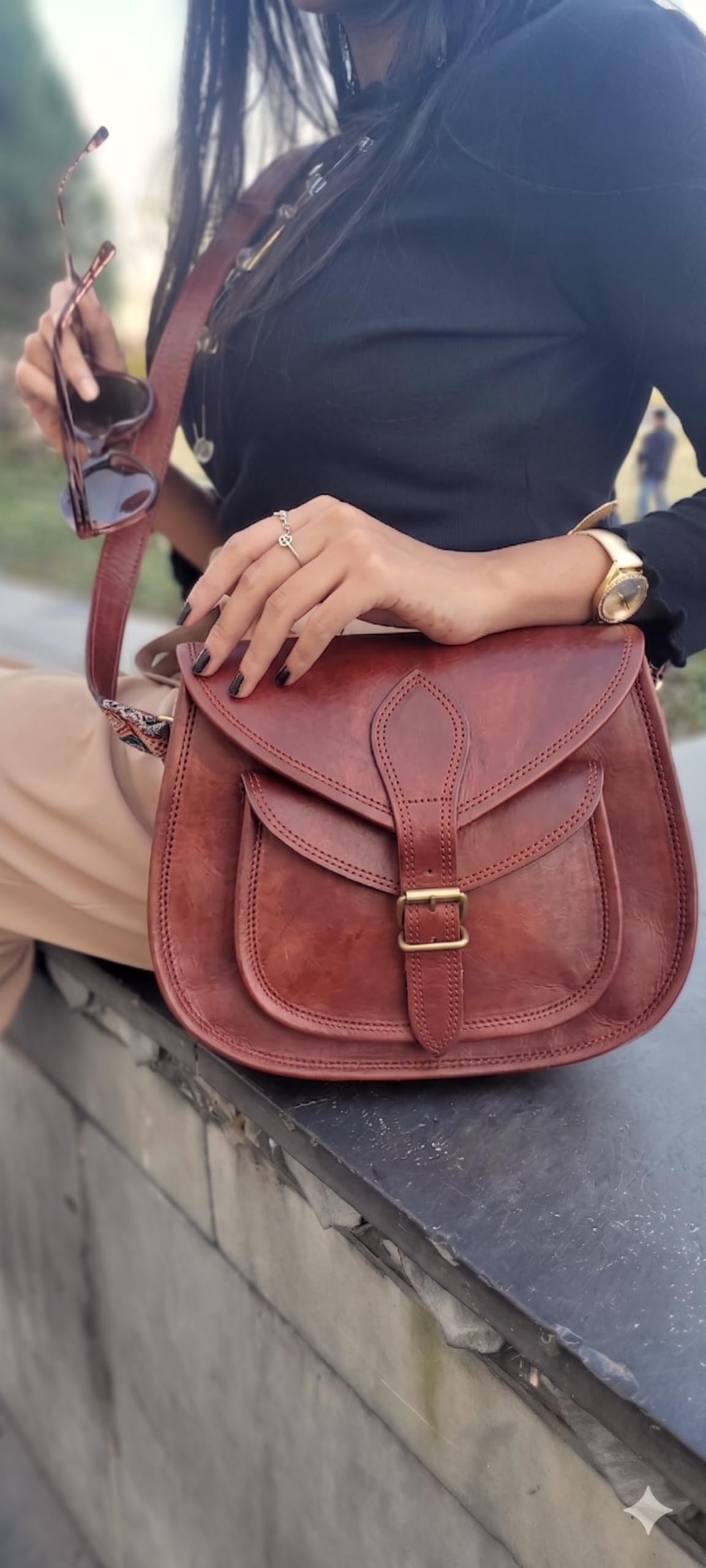 Genuine Leather Crossbody Satchel Bag Q453