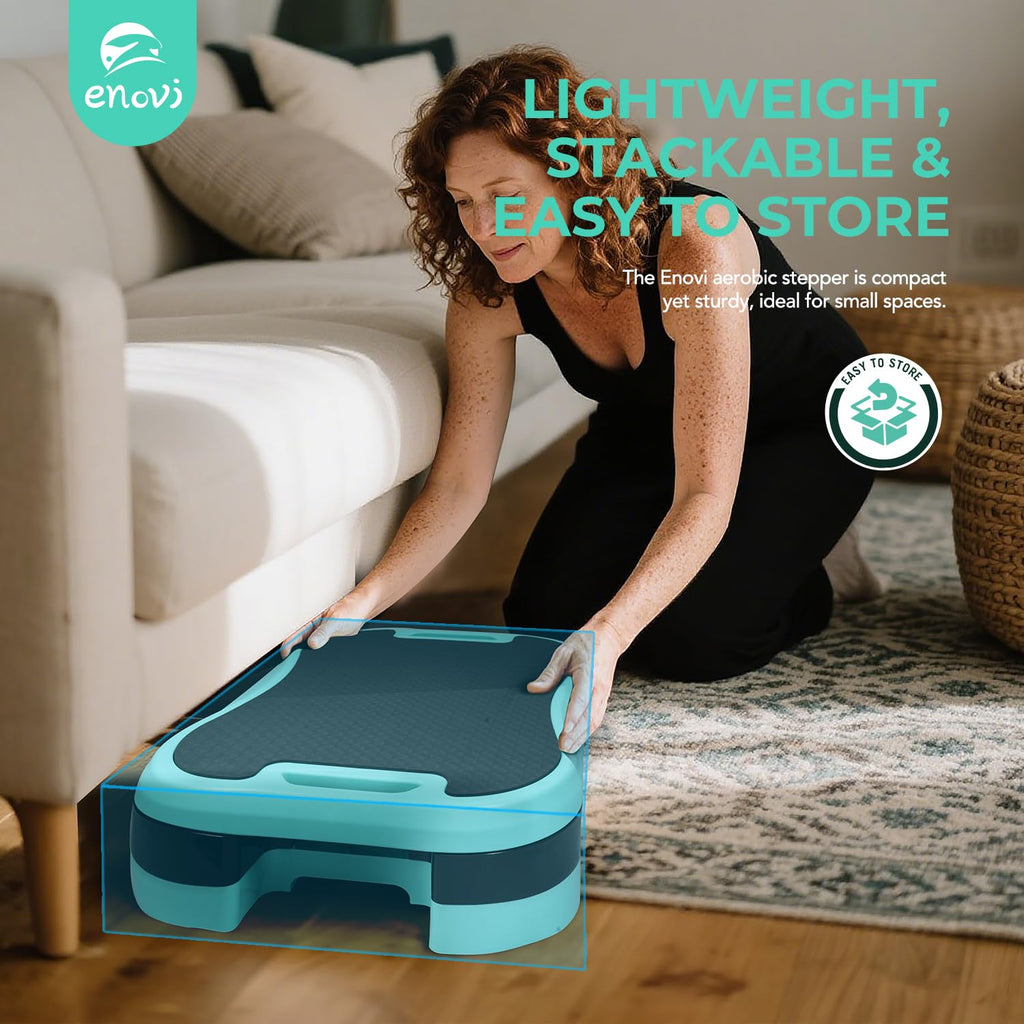 Exercise Step Platform with Cushion and 2 Adjustable Height Risers E985