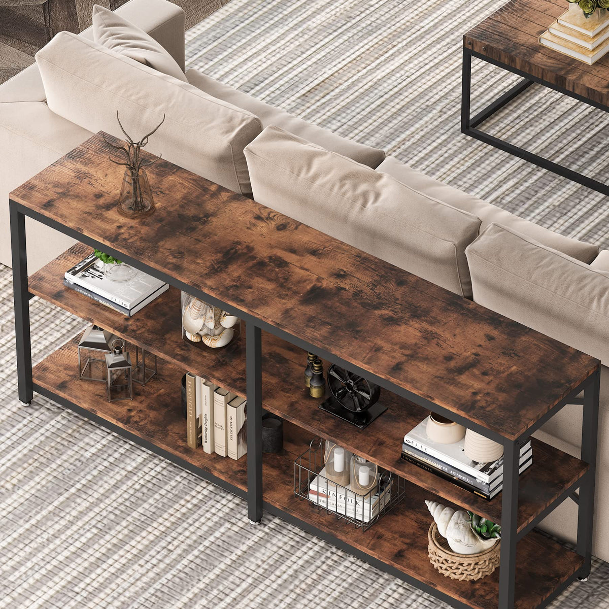 70.9 Inch 3-Tier Console Table with Storage Shelves N597