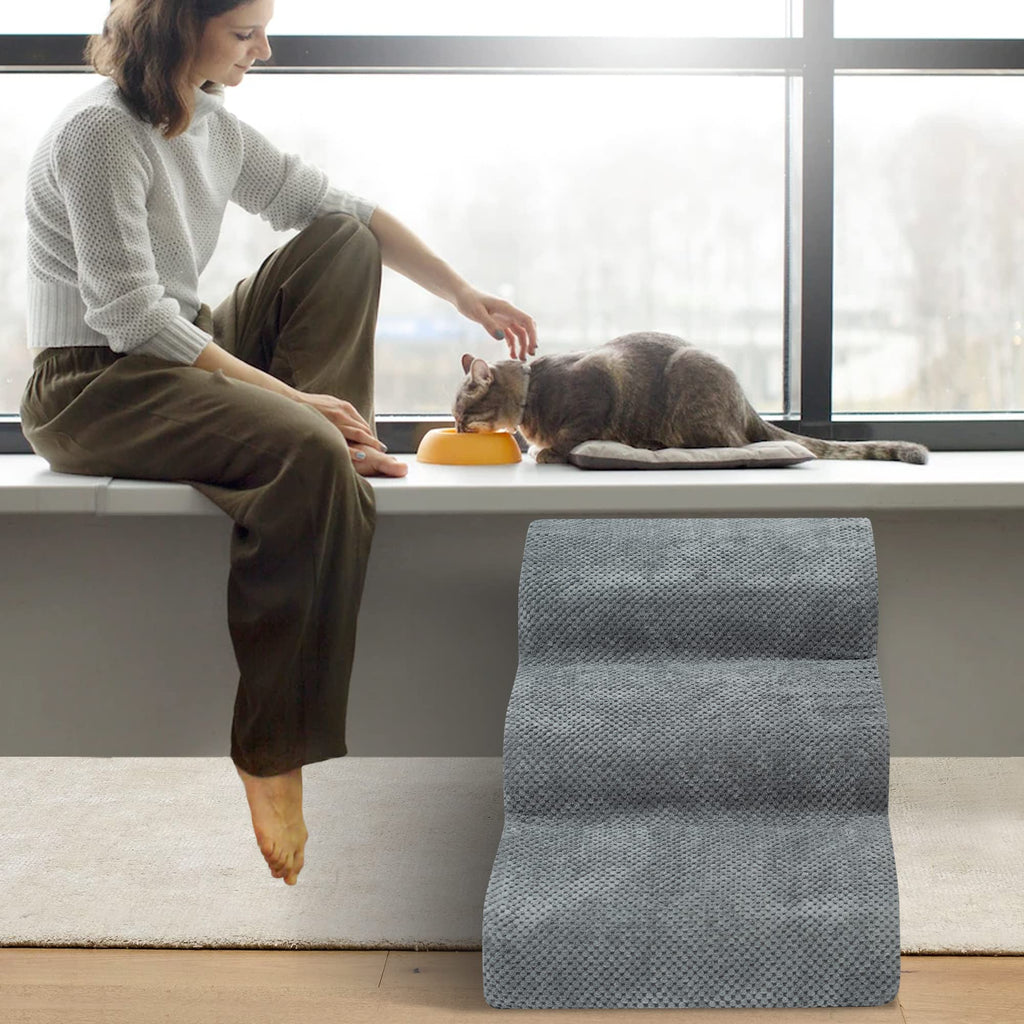 High Density Foam Dog Stairs 3 Steps Grey C984898