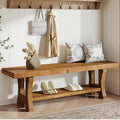 Brown Solid Wood Entryway Bench P93812