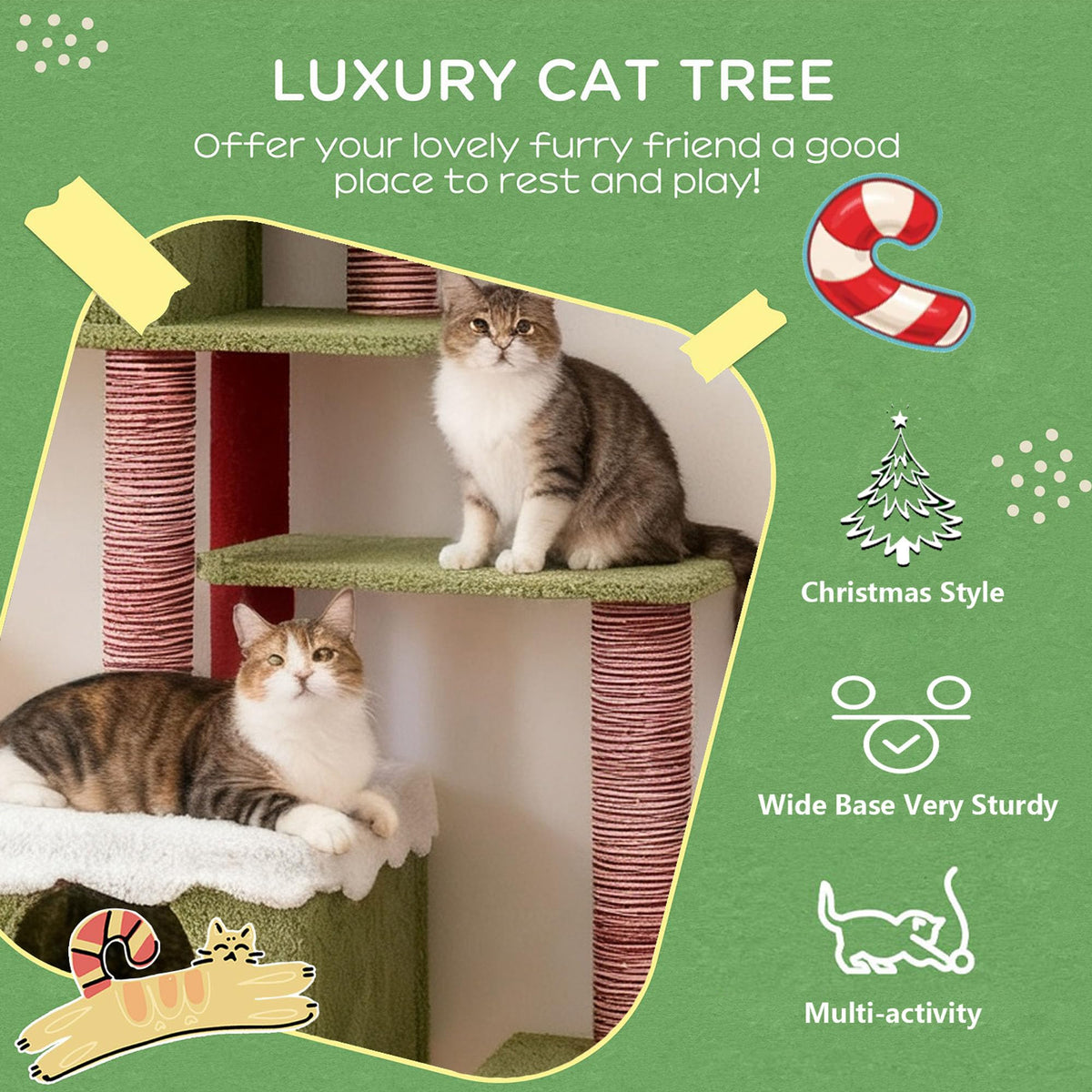 60 Inch Extra Large Cat Tree with 3 Condos and Climbing Ladder Z58167