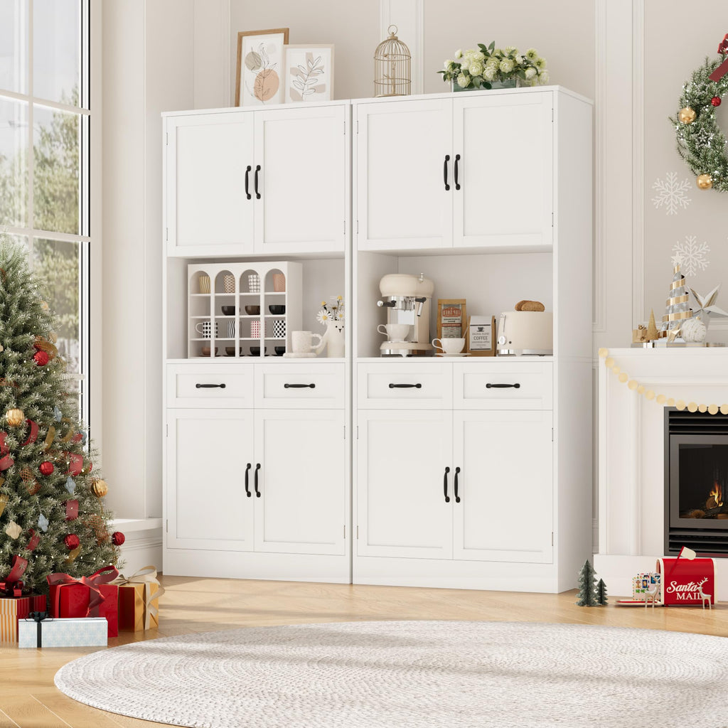 White Tall Wood Kitchen Pantry Storage Cabinet A691