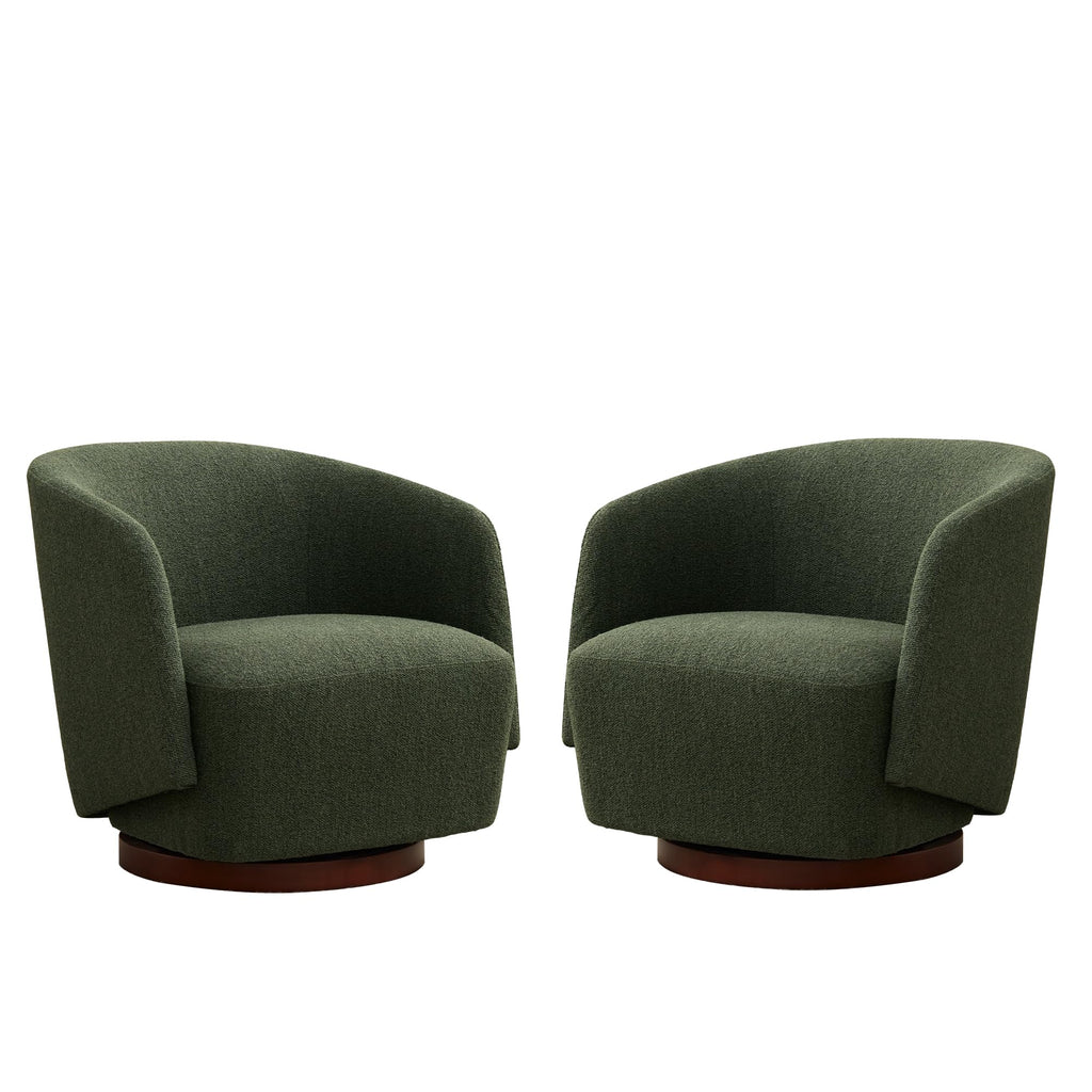 Boucle Swivel Accent Chairs Set of 2 Green T32566