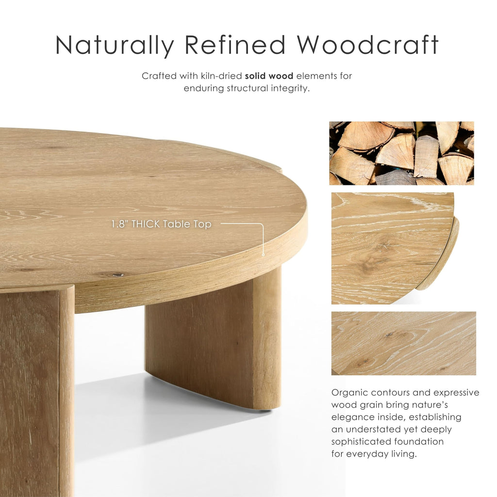 42” Round Oak Finish Wood Coffee Table X722964