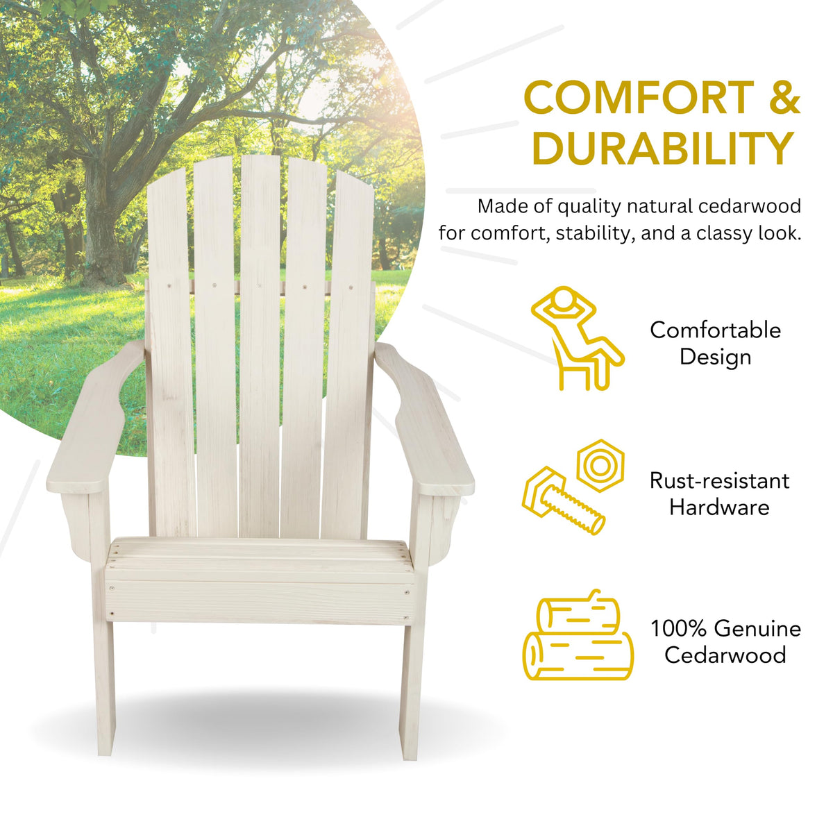 Eggshell White Wooden Adirondack Chair R462