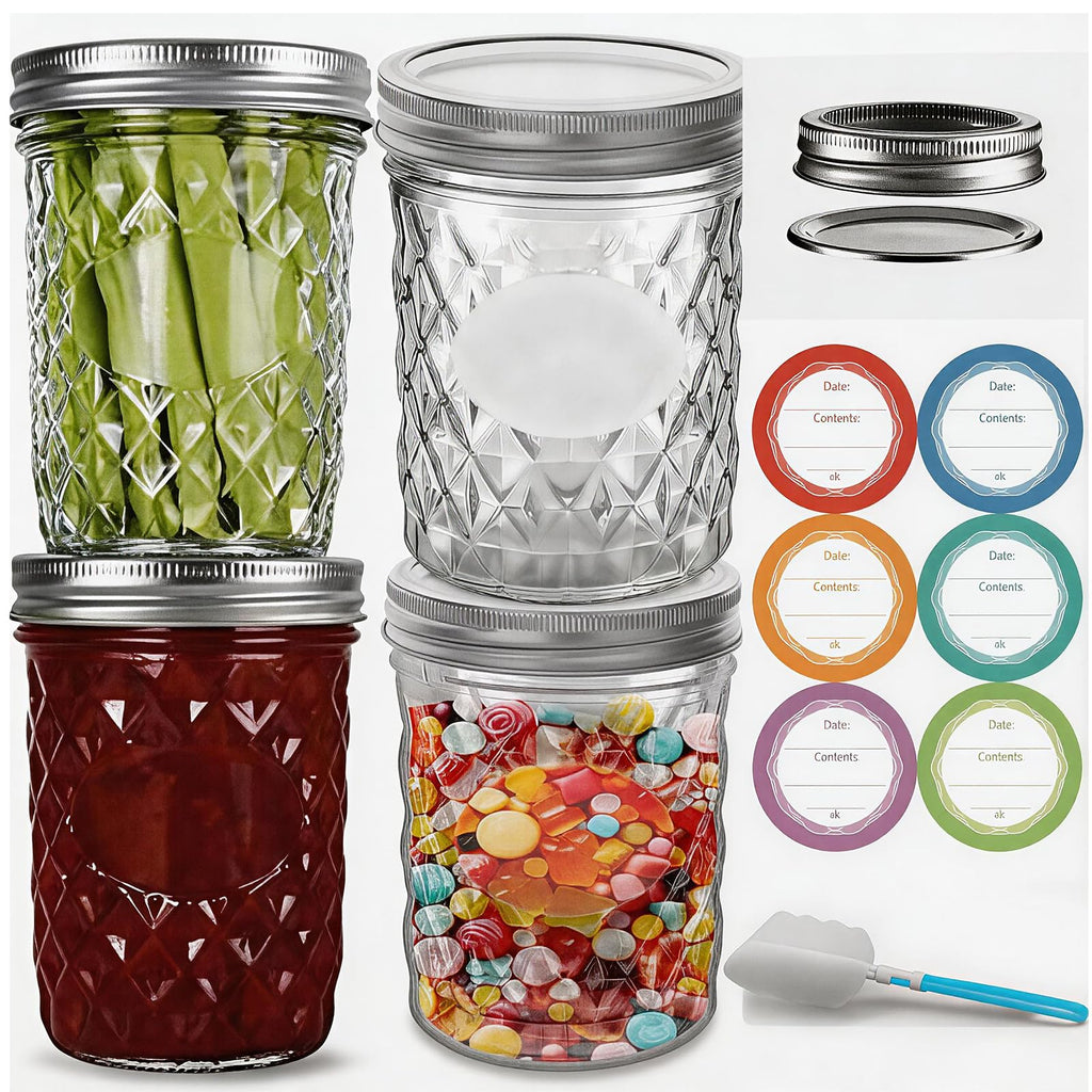 16 oz Wide Mouth Glass Mason Jars with Lids, 4 Pack G70694