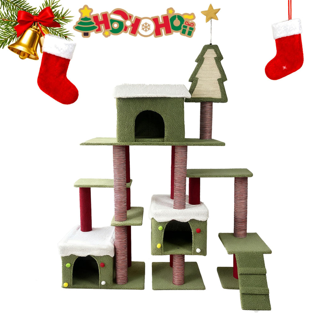 60 Inch Extra Large Cat Tree with 3 Condos and Climbing Ladder Z58167