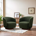 Boucle Swivel Accent Chairs Set of 2 Green T32566