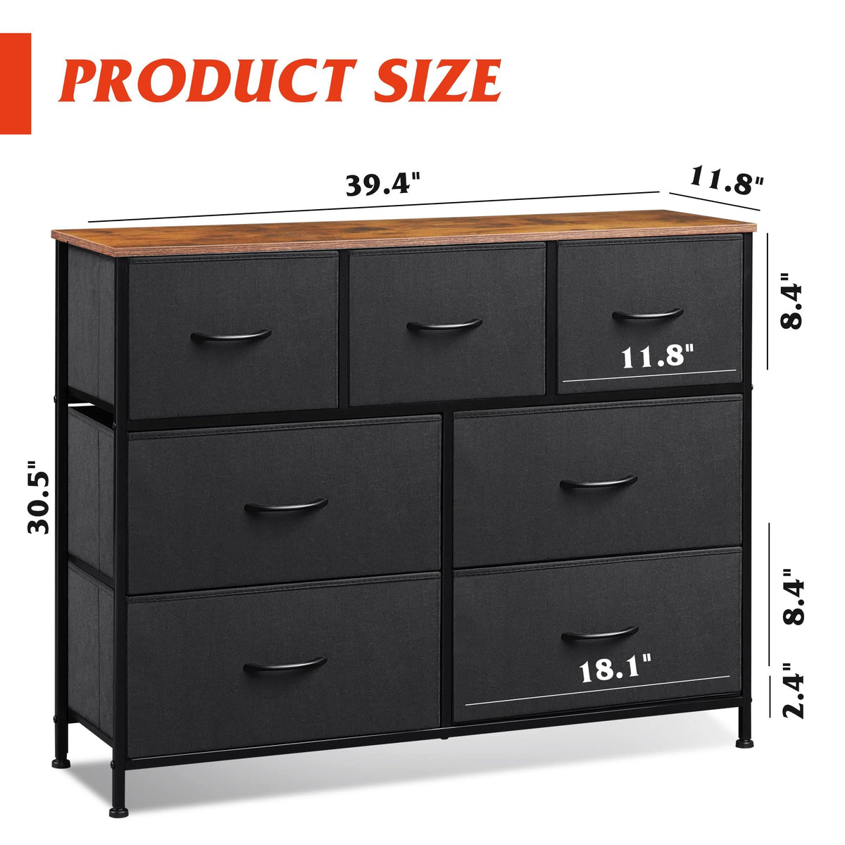 Charcoal Black 3 7 9 Drawer Dresser Set E577351