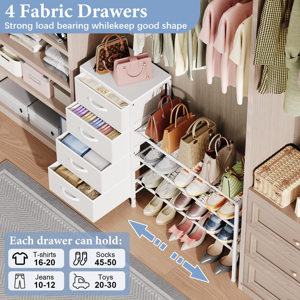 White 4 Drawer Fabric Dresser U577