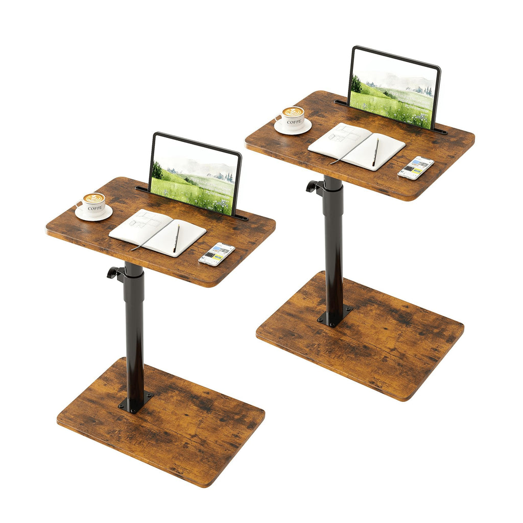 Height Adjustable Swivel C Shaped Side Table Set of 2 P7090