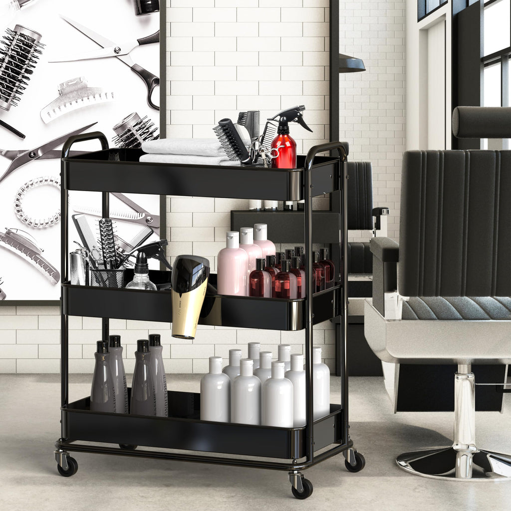 26" 3-Tier Metal Utility Cart, Black G9878