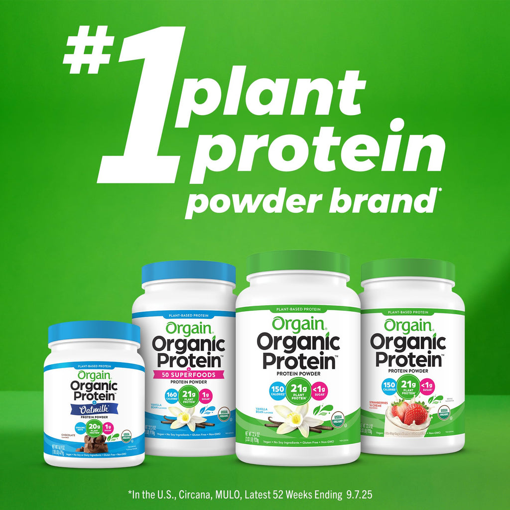 Organic Vegan Protein Powder + Greens Vanilla Bean 21g Plant Based Gluten Free Dairy Free 1.94lb Z71129