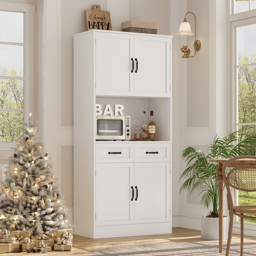 White Tall Wood Kitchen Pantry Storage Cabinet A691