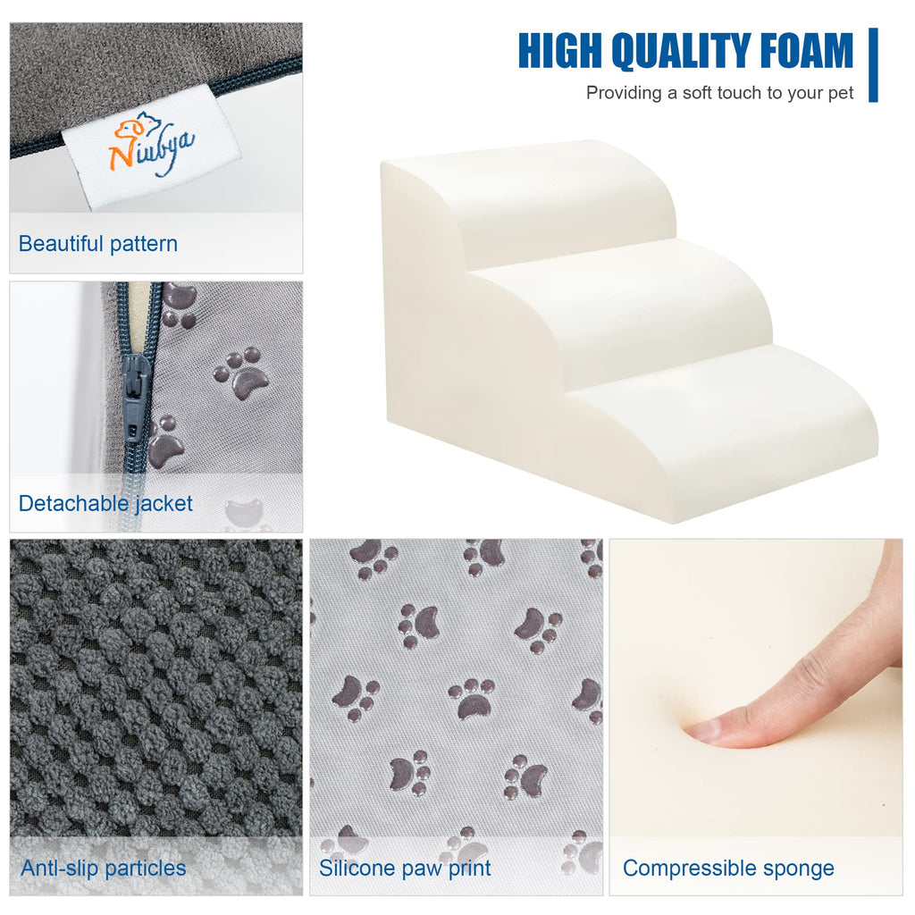 High Density Foam Dog Stairs 3 Steps Grey C984898