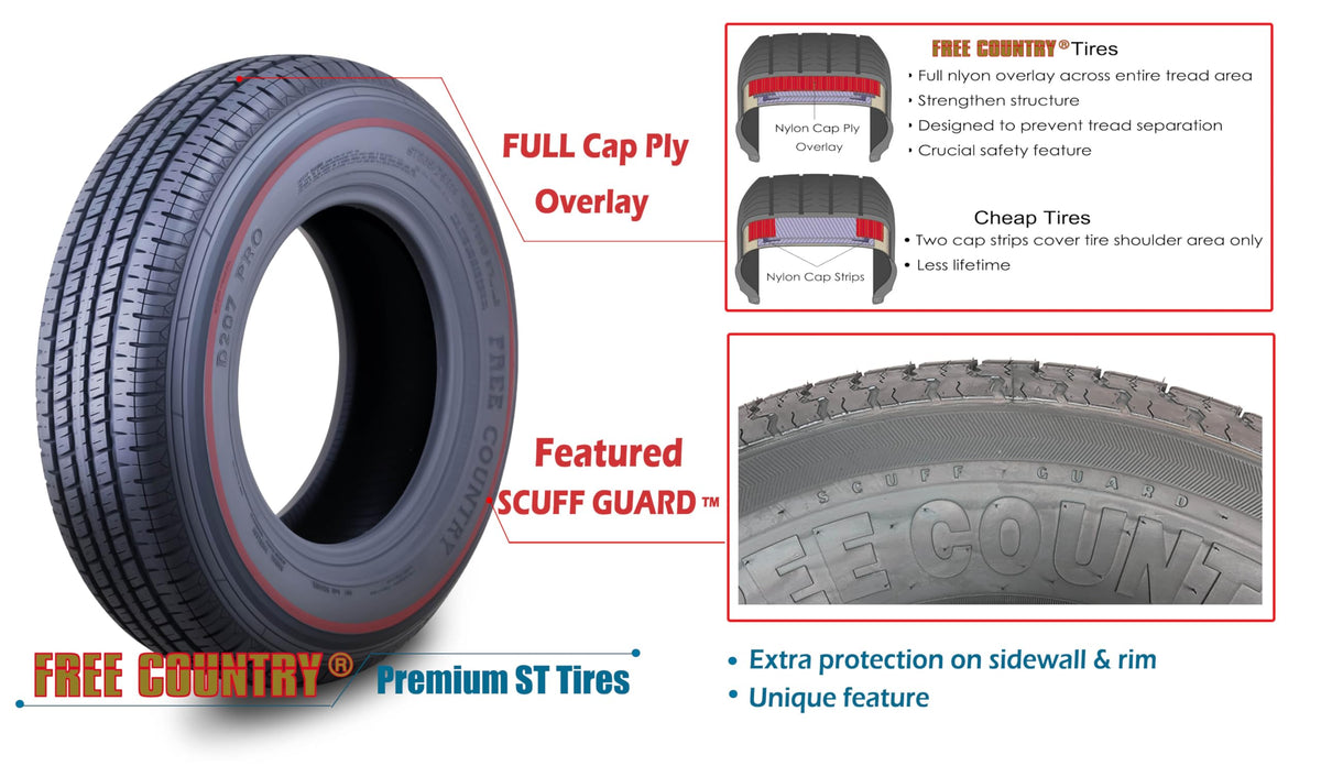 4 Premium Trailer Tire ST205/75R15 8PR LRD 107N X21289