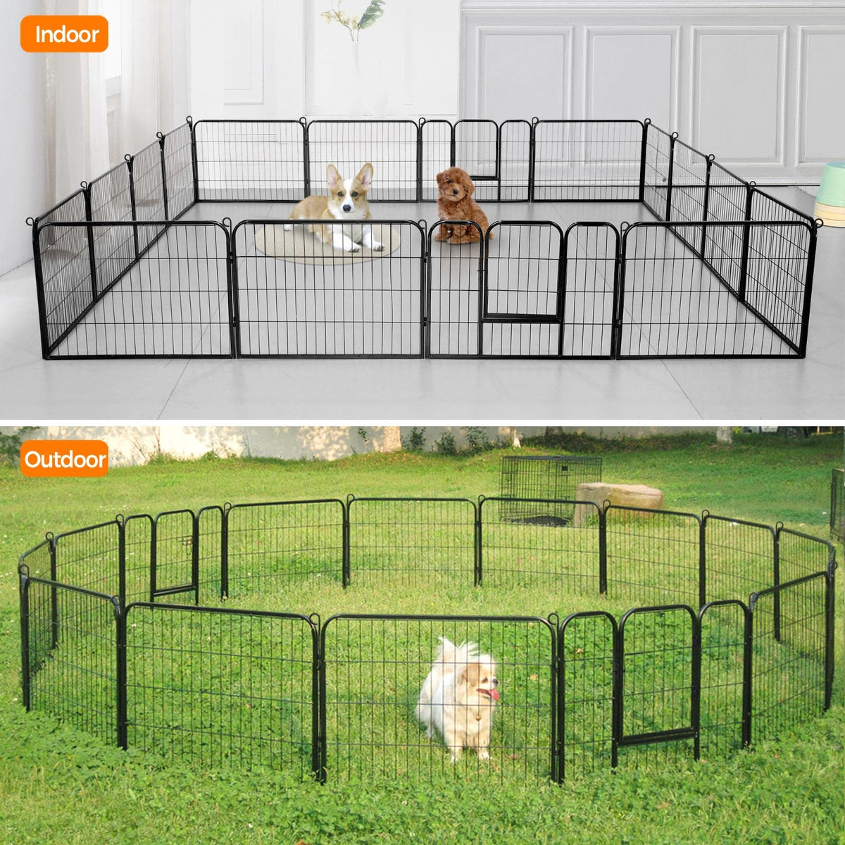 24" H 16-Panel Extra Wide Dog Playpen with Door J57203